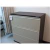 Image 1 : 1 X DESK, 1 X 2 DRAWER PEDESTAL UNIT, 1 X TWIN LOCK MULTISTORE SUSPENSION FILE CABINET.