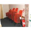 Image 1 : QTY OF RED PLASTIC STACKABLE CHAIRS.