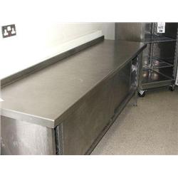 STAINLESS STEEL PREPARATION TABLE WITH 2 SLIDING DOORS 2200 X 600
