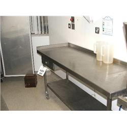 STAINLESS STEEL  PREPARATION TABLE WITH SHELF & CUTLERY DRAWER 1800 X 600
