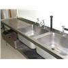 Image 1 : STAINLESS STEEL DOUBLE BOWL SINGLE DRAINER SINK 2400 X 600 WITH UNDER SHELF