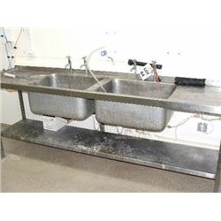 STAINLESS STEEL DOUBLE BOWL DOUBLE DRAINER SINK 2400 X 600 X 860