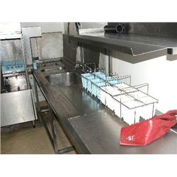 STAINLESS STEEL DOUBLE DRAINER SINGLE  BOWL SINK 2960 X 660 X 900 WITH SPLASH BACK & EYE LINE SHELF