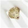 Image 3 : Men's Vintage Heavy 14k Gold .17 ctw Ruby Diamond Eyes Textured 3D Lion Head Rin