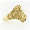 Image 5 : Men's Vintage Heavy 14k Gold .17 ctw Ruby Diamond Eyes Textured 3D Lion Head Rin