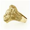 Image 6 : Men's Vintage Heavy 14k Gold .17 ctw Ruby Diamond Eyes Textured 3D Lion Head Rin