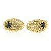 Image 2 : Men's Vintage 18k Gold Black Star Sapphire Diamond Oval Nugget Finish Cuff Links