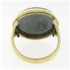 Image 6 : Vintage 14K Gold Round Bezel Carved Hematite Intaglio Knight Twisted Wire Ring
