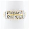 Image 1 : Modern 14k TT Gold 1.10 ctw Princess Cut Diamond 7.40mm Wide Dual Row Band Ring