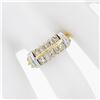 Image 3 : Modern 14k TT Gold 1.10 ctw Princess Cut Diamond 7.40mm Wide Dual Row Band Ring