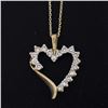 Image 7 : 10k Yellow Gold 16" .60 ctw Round Prong Set Diamond Open Heart Pendant Necklace