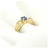 Image 4 : NEW Ribbed 14k Yellow Gold 1.10 ctw Oval Tanzanite Solitaire & Round Diamond Rin