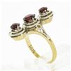 Image 8 : Antique 14k TT Gold Round Garnet Vertical 3 Station Concentric Wire Work Ring