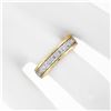 Image 3 : Estate Men's 14K Two Tone Gold 0.25 ctw Round Pave Set Diamond Wide Band Ring