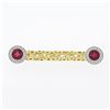 Image 1 : Unique 18k TT Gold Rubellite Tourmaline Diamond Open Circle Work Bar Pin Brooch