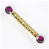 Image 3 : Unique 18k TT Gold Rubellite Tourmaline Diamond Open Circle Work Bar Pin Brooch