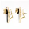 Image 3 : Large Vintage 14k Yellow Gold Bezel Black Onyx & 0.60 ctw Diamond Button Earring