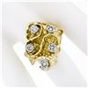 Image 3 : Statement Vintage 18K Yellow Gold 1.03 ctw Diamond Large Wavy Nugget Cocktail Ri