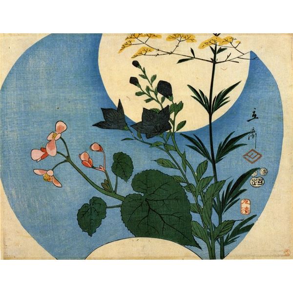 Hiroshige Autumn Flowers with Full Moon