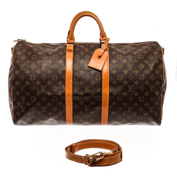 Louis Vuitton Brown Monogram Keepall Bandouliere 50 Travel Bag