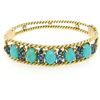 Image 1 : Vintage 14K Yellow Gold Sapphire & Turquoise Twisted Wire Open Bangle Bracelet