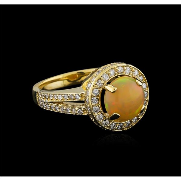 1.48 ctw Opal and Diamond Ring - 14KT Yellow Gold