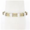 Image 1 : 14K TT Gold 3.50 ctw Round Dual Channel Set Diamond & Grooved Link Tennis Bracel