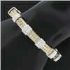 Image 8 : 14K TT Gold 3.50 ctw Round Dual Channel Set Diamond & Grooved Link Tennis Bracel