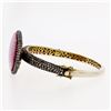 Image 2 : Vintage 14k Yellow Gold Silver Top 4 ctw Diamond Large Ruby Open Bangle Bracelet