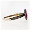 Image 3 : Vintage 14k Yellow Gold Silver Top 4 ctw Diamond Large Ruby Open Bangle Bracelet