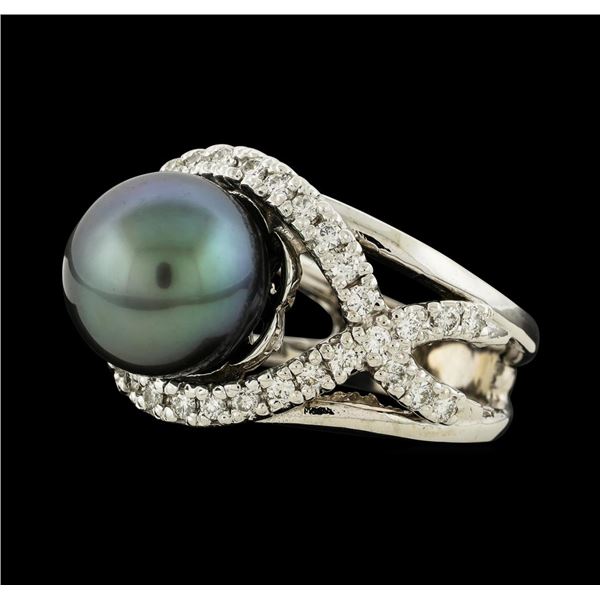 Pearl and Diamond Ring - 14KT White Gold