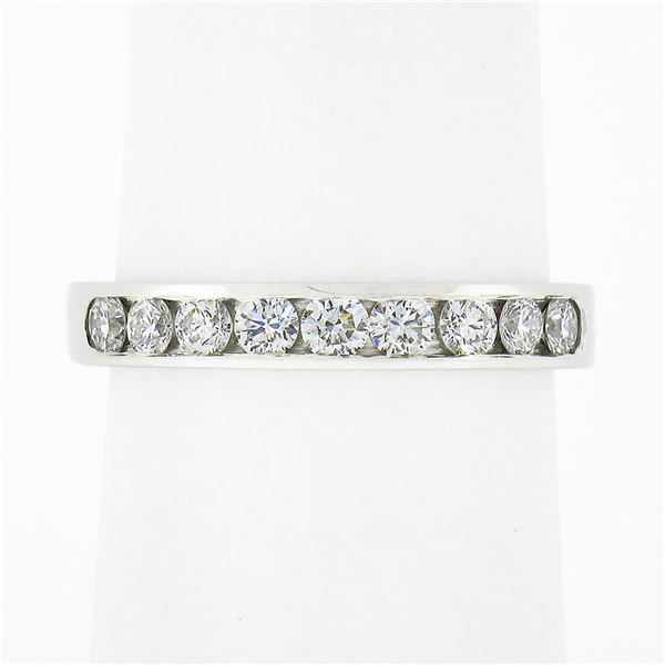 Classic 18k White Gold 0.54 ctw 9 Channel Set Round Diamond Wedding Band Ring