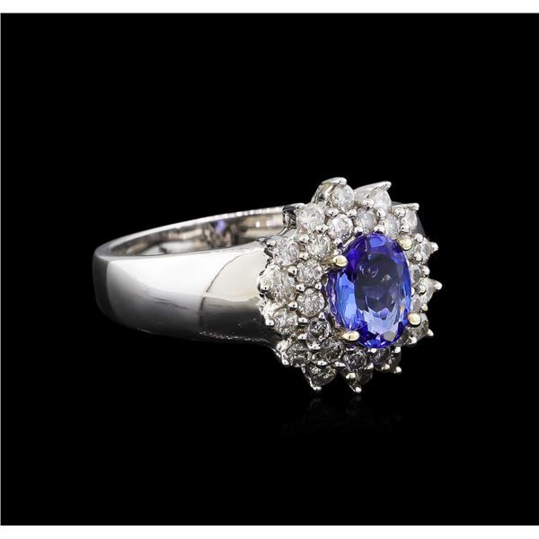 14KT White Gold 0.83 ctw Tanzanite and Diamond Ring