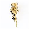 Image 5 : Vintage 18k Gold Dark Blue Enamel & 0.53 ctw Diamond Cup Flower Brooch Pin Penda