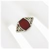 Image 3 : Antique 14k White Gold Bezel Custom Carnelian Solitaire Filigree Open Work Ring