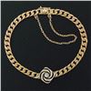 Image 4 : Vintage 14k TT Gold 0.17 ctw Diamond Solitaire Swirl Cuban Curb Chain Bracelet