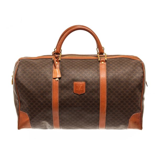 Celine Brown Macadam Pattern Logo Embossed Big Boston Bag