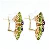 Image 3 : Large 14K Rose Gold Pear Green Peridot & Amethyst Happy Colorful Cluster Earring