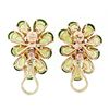 Image 5 : Large 14K Rose Gold Pear Green Peridot & Amethyst Happy Colorful Cluster Earring