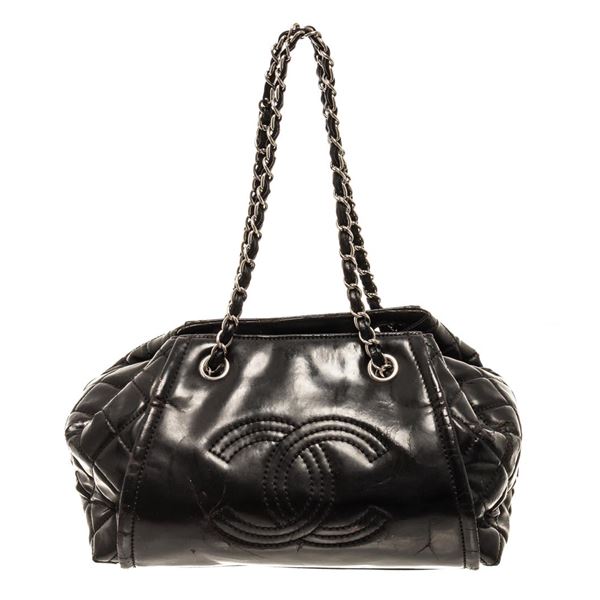 Chanel Black Leather CC Bowler Bag