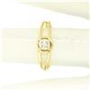 Image 2 : 14k Solid Yellow Gold 0.21 ctw Round Brilliant Diamond Solitaire Open Band Ring