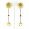 Image 1 : Antonini 18K TT Gold Bezel Citrine Diamond & Ruby Long Dangle Day Night Earrings