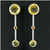 Image 3 : Antonini 18K TT Gold Bezel Citrine Diamond & Ruby Long Dangle Day Night Earrings