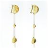 Image 4 : Antonini 18K TT Gold Bezel Citrine Diamond & Ruby Long Dangle Day Night Earrings