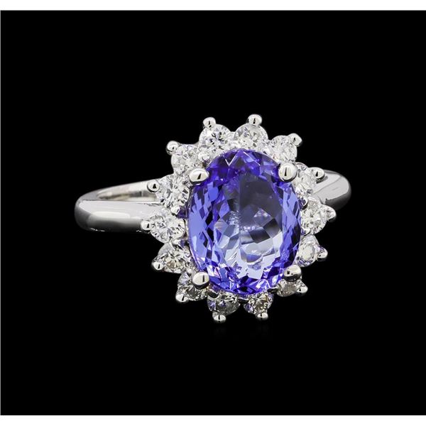 3.45 ctw Tanzanite and Diamond Ring - 14KT White Gold