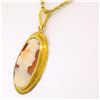 Image 3 : Antique Victorian 10K Yellow Gold Hand Carved & Set Cameo 16" Pendant Necklace