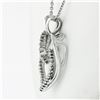 Image 4 : 14K White Gold 0.50 ctw Double Diamond Open Heart Swirl Pendant & 20" Cable Chai