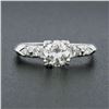 Image 2 : Vintage 14K White Gold.73 ctw Transitional Cut Diamond Engagement Ring w/ Accent