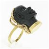 Image 9 : Vintage 14k Yellow Gold Carved Face Detailed Blackamoor Ring w Open Work Setting