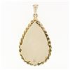 Image 3 : Vintage Large Textured 14k Gold .35 ctw Round Red Garnet Puffed Tear Drop Pendan